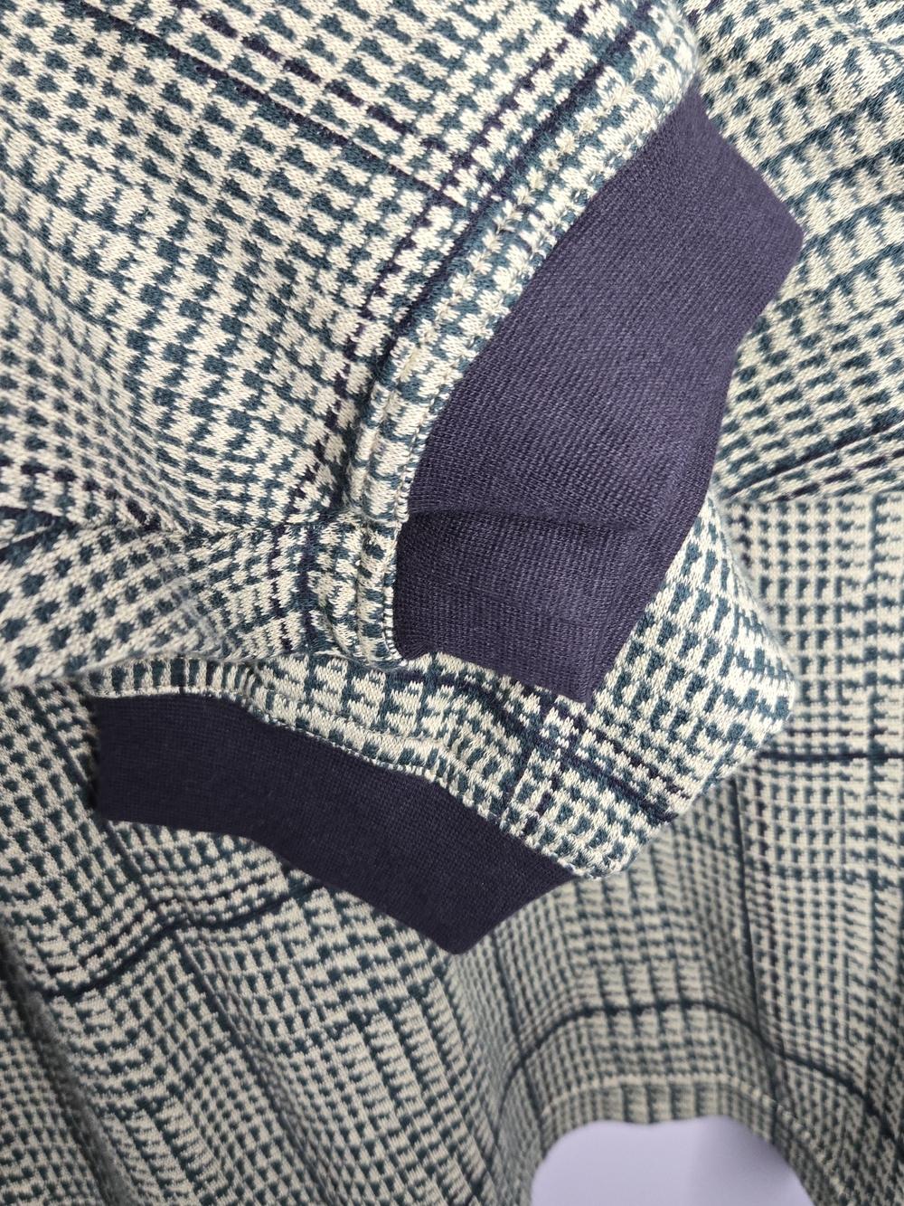 Vintage Bugle Boy Classics Long Sleeve Polo Cream Green Navy XL 100% Cotton - Picture 10 of 16